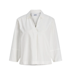 PIECES Caro poplin langærmet bluse - Blanc de Blanc