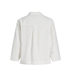 PIECES Caro poplin langærmet bluse - Blanc de Blanc