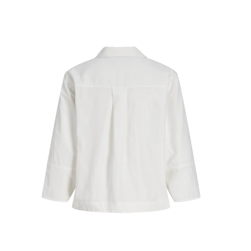 PIECES Caro poplin langærmet bluse - Blanc de Blanc