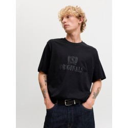 JACK & HONES Frederiksberg monogram kortærmet t-shirt - Sort