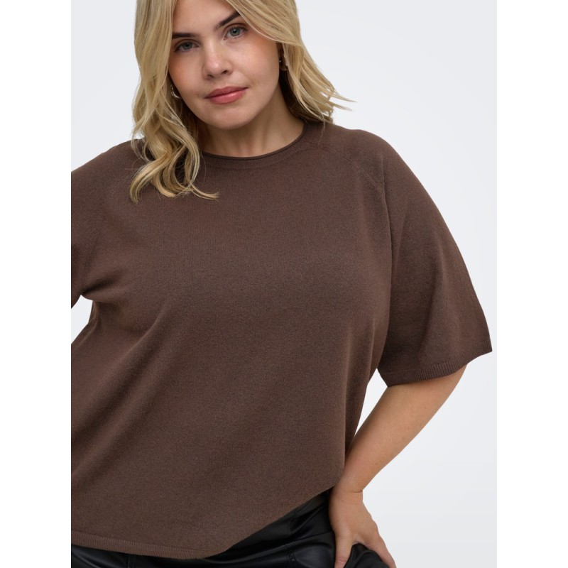 ONLY CARMAKOMA Loyal 2/4 rund hals pullover - Chocolate Torte