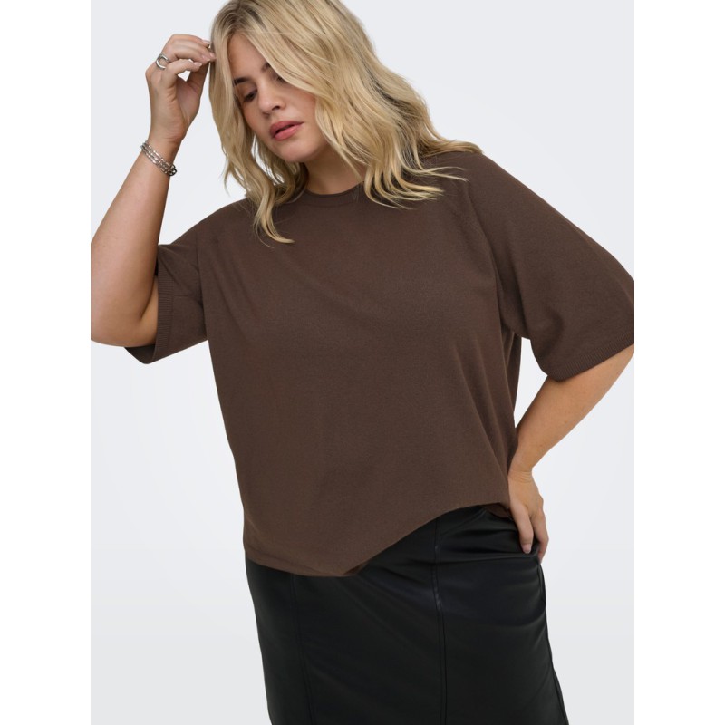 ONLY CARMAKOMA Loyal 2/4 rund hals pullover - Chocolate Torte