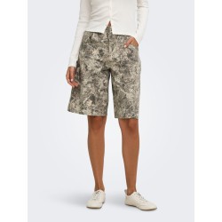 ONLY Banu højtaljet camoflage bermuda shorts - Smokey Olive