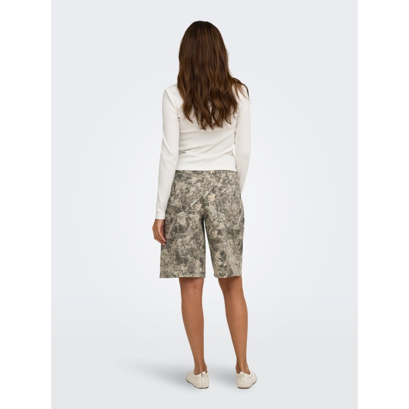 ONLY Banu højtaljet camoflage bermuda shorts - Smokey Olive