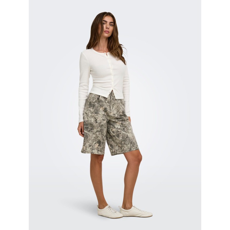 ONLY Banu højtaljet camoflage bermuda shorts - Smokey Olive
