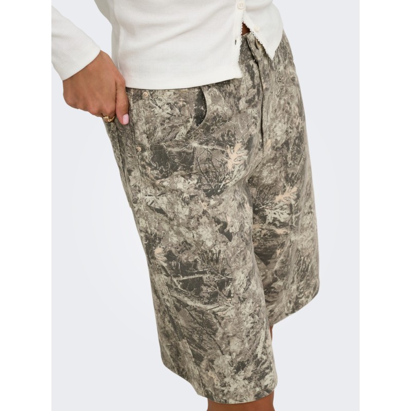 ONLY Banu højtaljet camoflage bermuda shorts - Smokey Olive