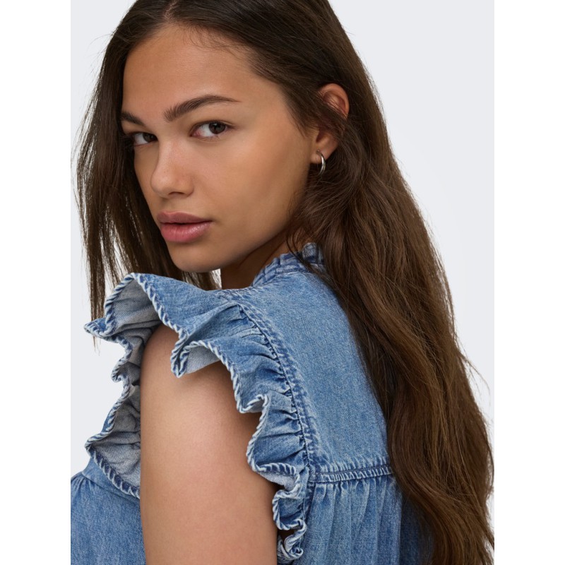 ONLY Shania flæse midi denim kjole - Medium Blue Denim