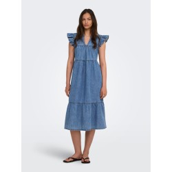 ONLY Shania flæse midi denim kjole - Medium Blue Denim