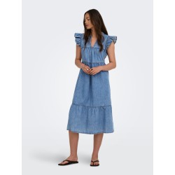 ONLY Shania flæse midi denim kjole - Medium Blue Denim