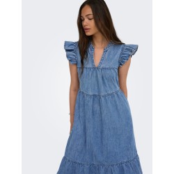 ONLY Shania flæse midi denim kjole - Medium Blue Denim