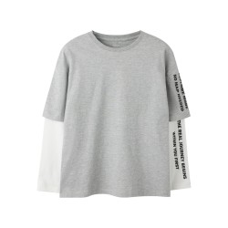 NAME IT KIDS Lauge langærmet relaxed top - Grey Melange