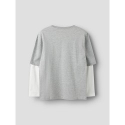 NAME IT KIDS Lauge langærmet relaxed top - Grey Melange