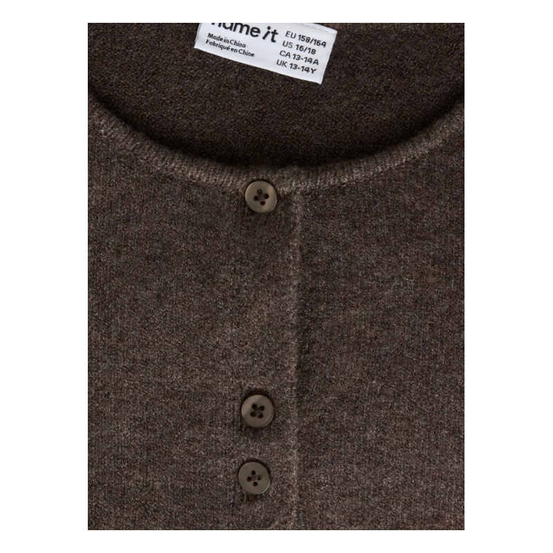 NAME IT KIDS lemina langærmet cardigan - Chocolate Brown