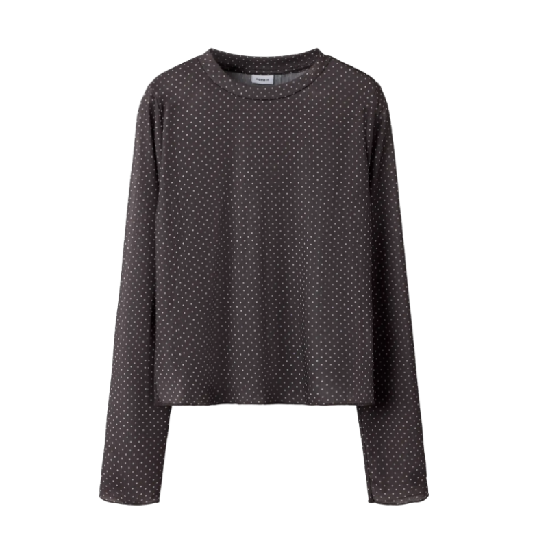 NAME IT KIDS Likka langærmet top - Chocolate Brown