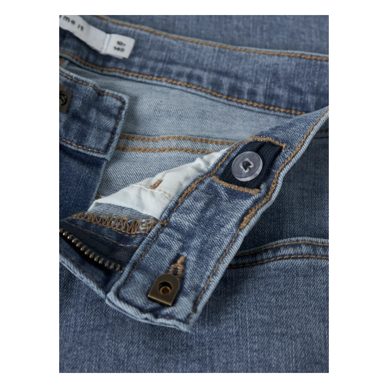 NAME IT KIDS pige - Rose brede jeans - Medium Blue Denim