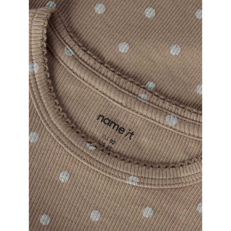 NAME IT Mini Lona langærmet x-slim top - Taupe Gray