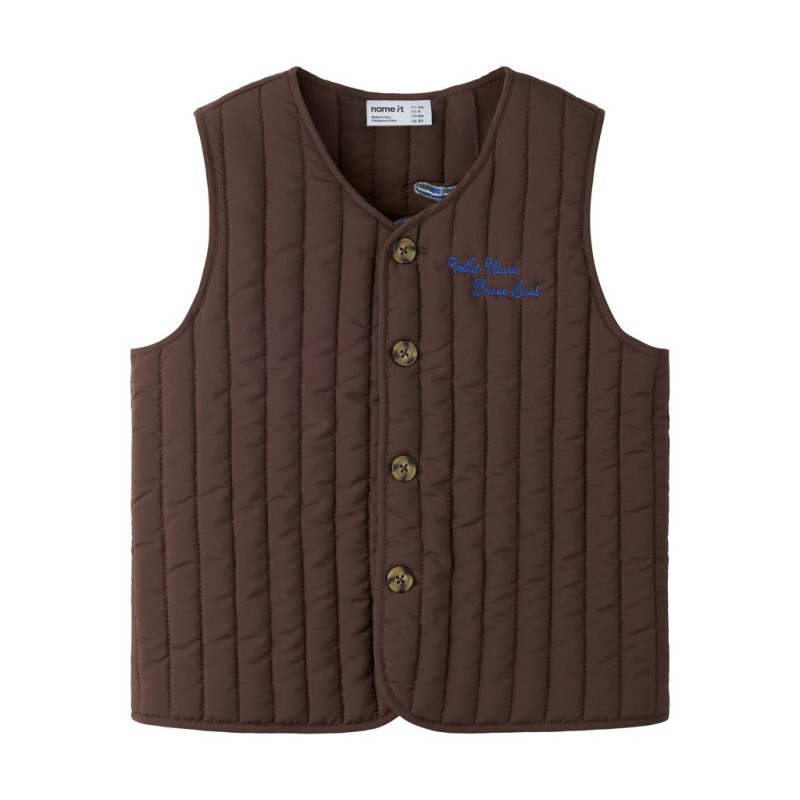 NAME IT Mini Leon quilted vest - Chocolate Brown