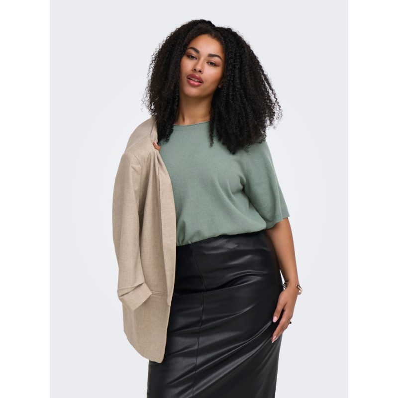 ONLY CARMAKOMA Loyal 2/4 rund hals pullover -Chinois Green