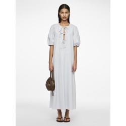 PIECES Cholly 2/4 ærme maxi binde kjole - Faded denim
