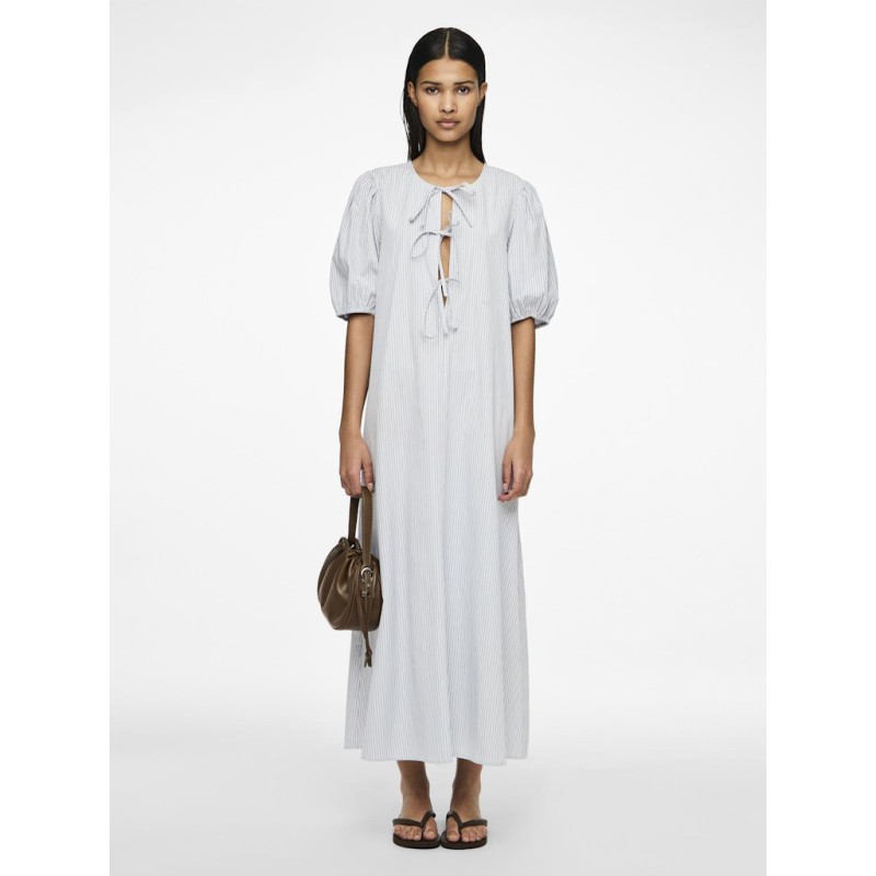 PIECES Cholly 2/4 ærme maxi binde kjole - Faded denim