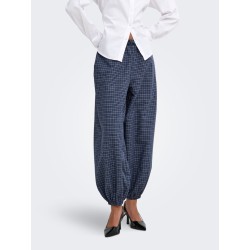 JDY Peggy mellemtaljet ternet ballon bukser - Navy Blazer
