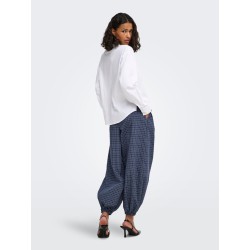 JDY Peggy mellemtaljet ternet ballon bukser - Navy Blazer