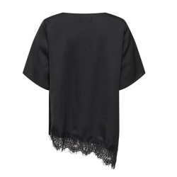 JDY Urba kortærmet asymmetrisk t-shirt - Sort