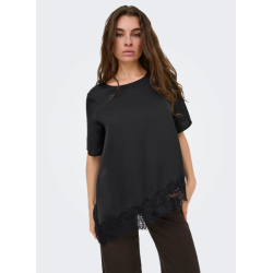 JDY Urba kortærmet asymmetrisk t-shirt - Sort