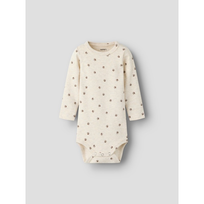 NAME IT Baby Laris x-slim langærmet bodystocking - Peyote Melange