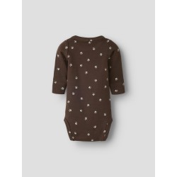 NAME IT Baby Laris x-slim langærmet bodystocking - Chocolate Brown