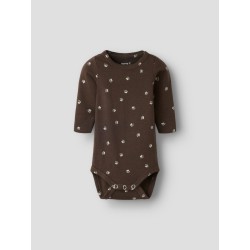 NAME IT Baby Laris x-slim langærmet bodystocking - Chocolate Brown