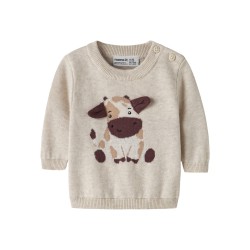 NAME IT BABY Ligan langærmet strik - Peyote Melange