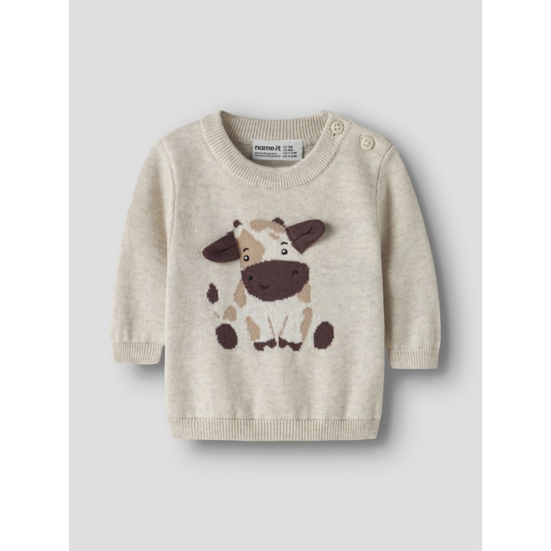 NAME IT BABY Ligan langærmet strik - Peyote Melange