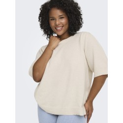 ONLY CARMAKOMA Rica 2/4 strik Top - Birch Melange