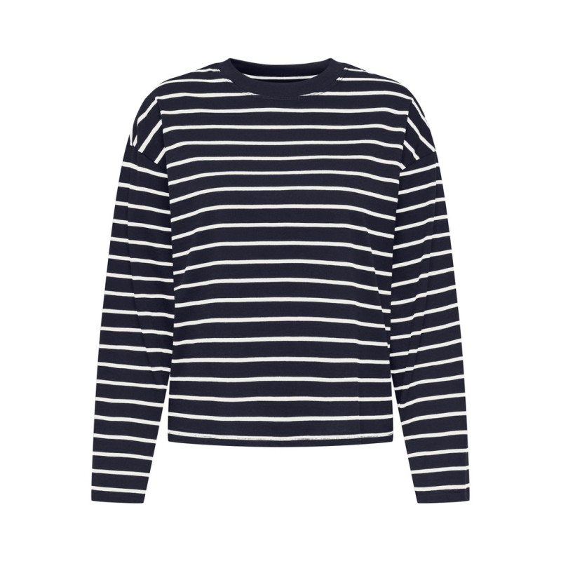 ONLY Happy langærmet stribet t-shirt - Night Sky CLOUD DANCER
