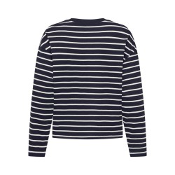 ONLY Happy langærmet stribet t-shirt - Night Sky CLOUD DANCER
