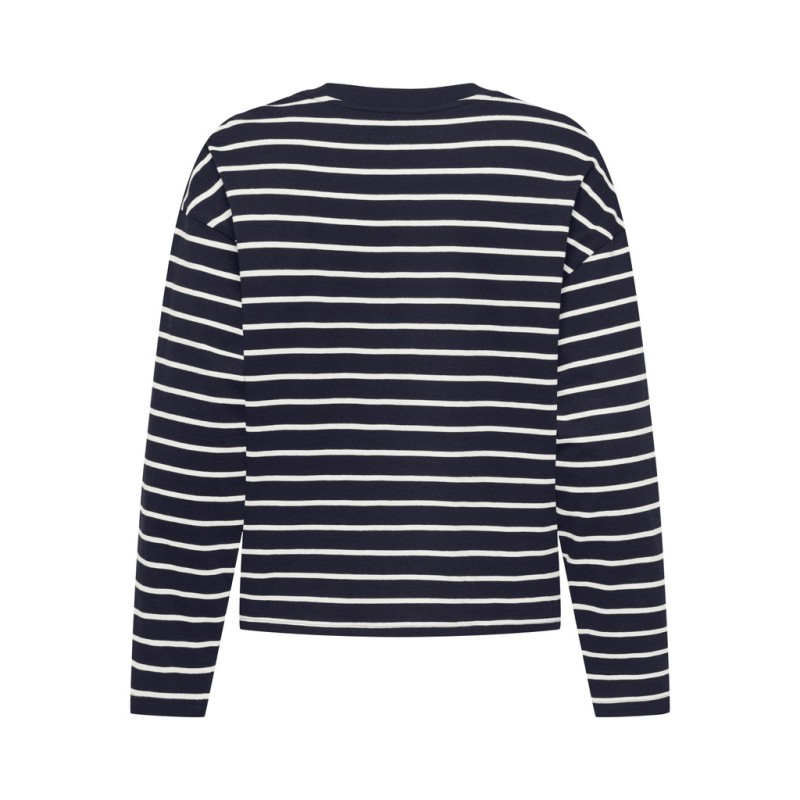 ONLY Happy langærmet stribet t-shirt - Night Sky CLOUD DANCER