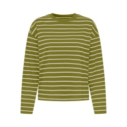 ONLY Happy langærmet stribet t-shirt - Cardamom Seed SANDSHELL