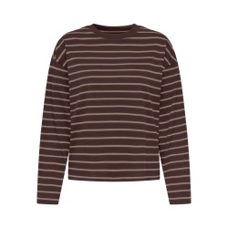 ONLY Happy langærmet stribet t-shirt - Coffee Bean TAUPE GRAY