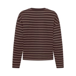 ONLY Happy langærmet stribet t-shirt - Coffee Bean TAUPE GRAY
