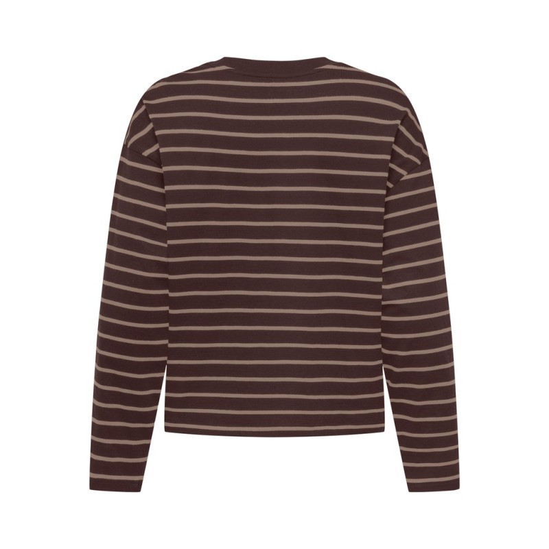 ONLY Happy langærmet stribet t-shirt - Coffee Bean TAUPE GRAY