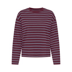 ONLY Happy langærmet stribet t-shirt - Fig DUSTY BLUE