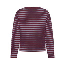 ONLY Happy langærmet stribet t-shirt - Fig DUSTY BLUE