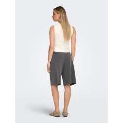ONLY Alina mellemtalje bermuda lange shorts - Medium Grey Melange LONG