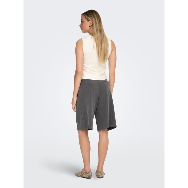 ONLY Alina mellemtalje bermuda lange shorts - Medium Grey Melange LONG