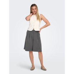 ONLY Alina mellemtalje bermuda lange shorts - Medium Grey Melange LONG