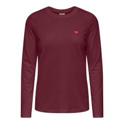JDY Pisa langærmet print bluse - Windsor Wine / Bittersweet Heart