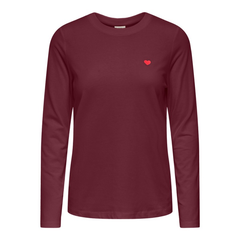 JDY Pisa langærmet print bluse - Windsor Wine / Bittersweet Heart