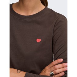 JDY Pisa langærmet print bluse - Coffee Bean BITTERSWEET HEART