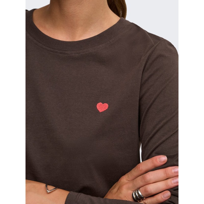 JDY Pisa langærmet print bluse - Coffee Bean BITTERSWEET HEART